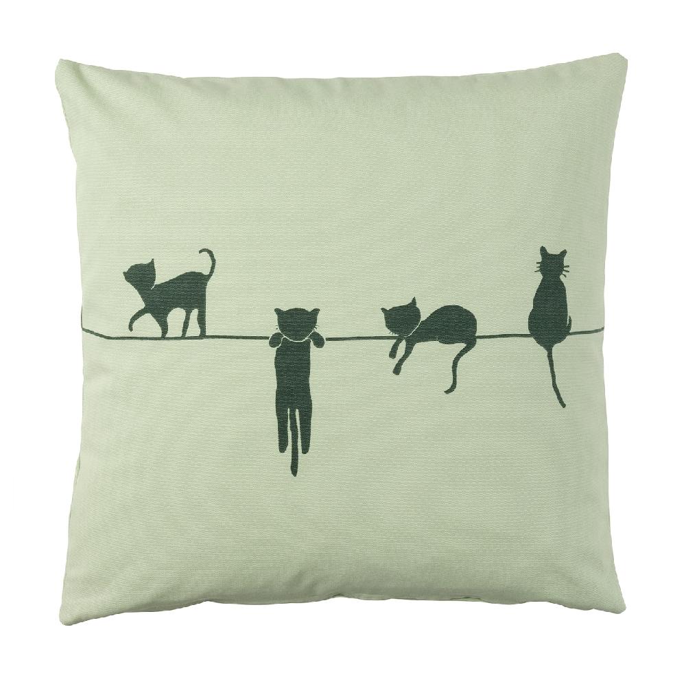 IKEA BARNDRÖM Fodera per cuscino motivo gatti/verde 50x50 cm