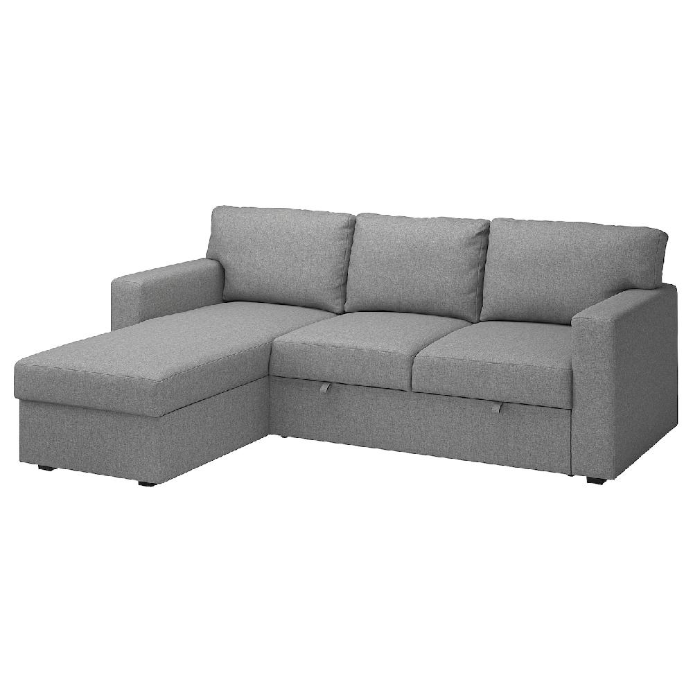 IKEA BÅRSLÖV Divano letto 3 posti/chaise-longue Tibbleby beige/grigio