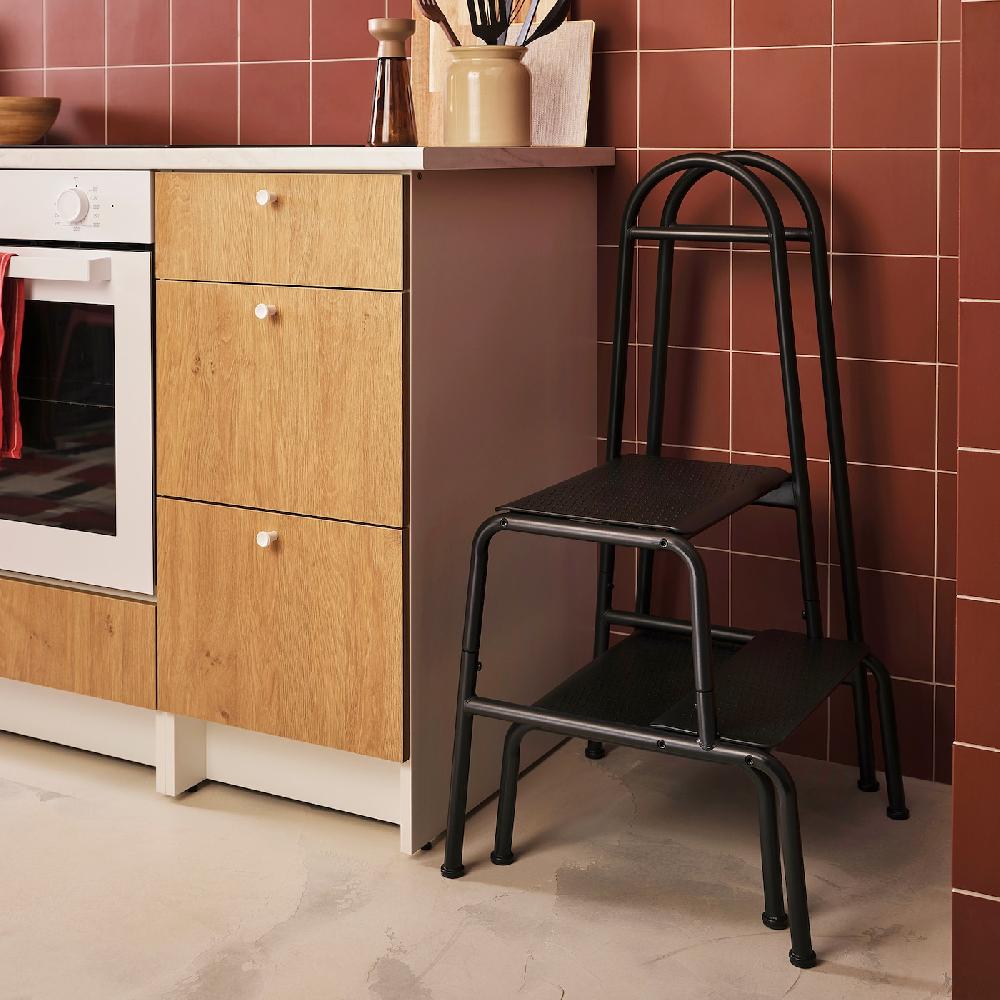 IKEA BÄSINGEN Scaletta/sgabello/corrimano 2 Grad Antracite