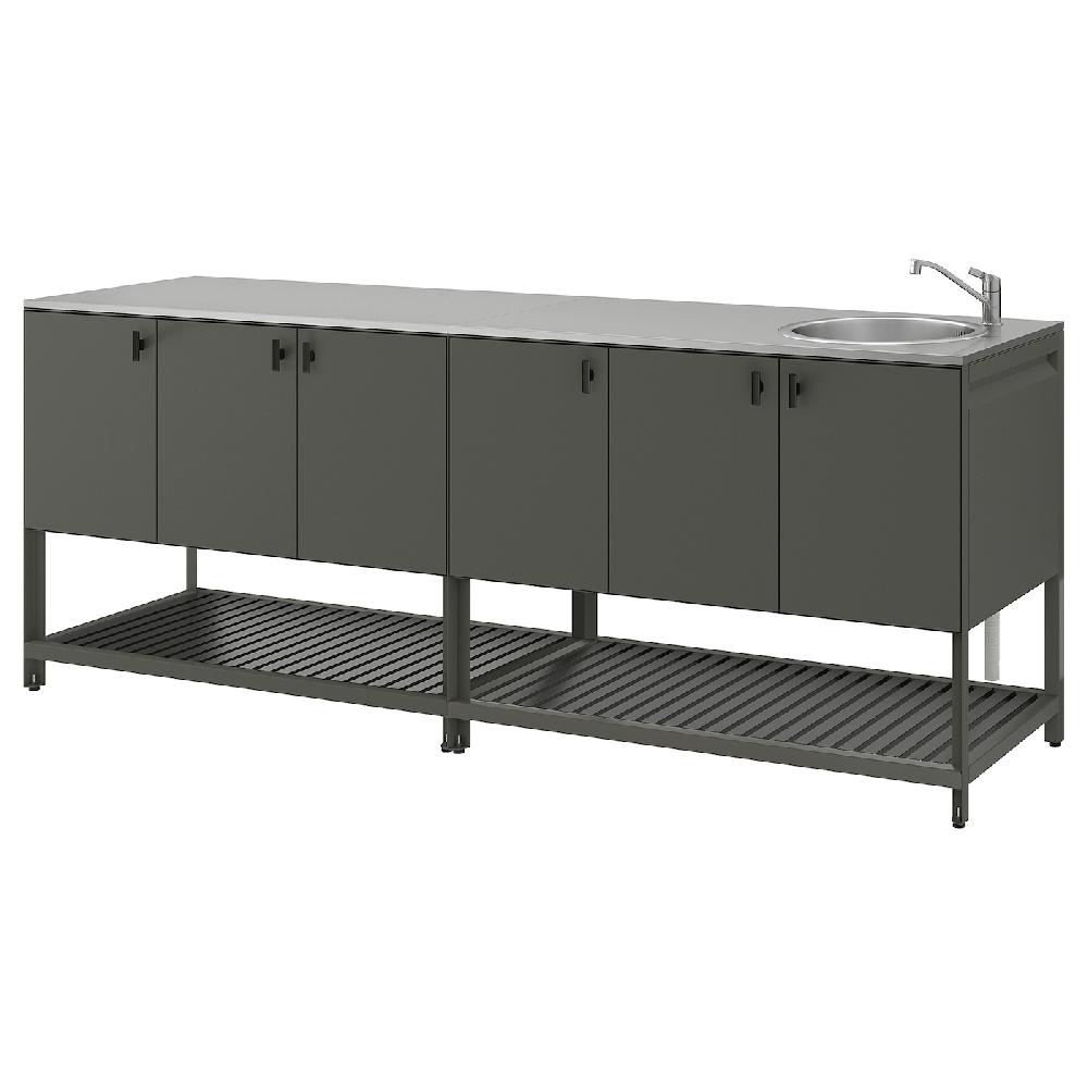 IKEA BÅTSKÄR Cucina esterno con elemento lavello grigio scuro 240x60 cm