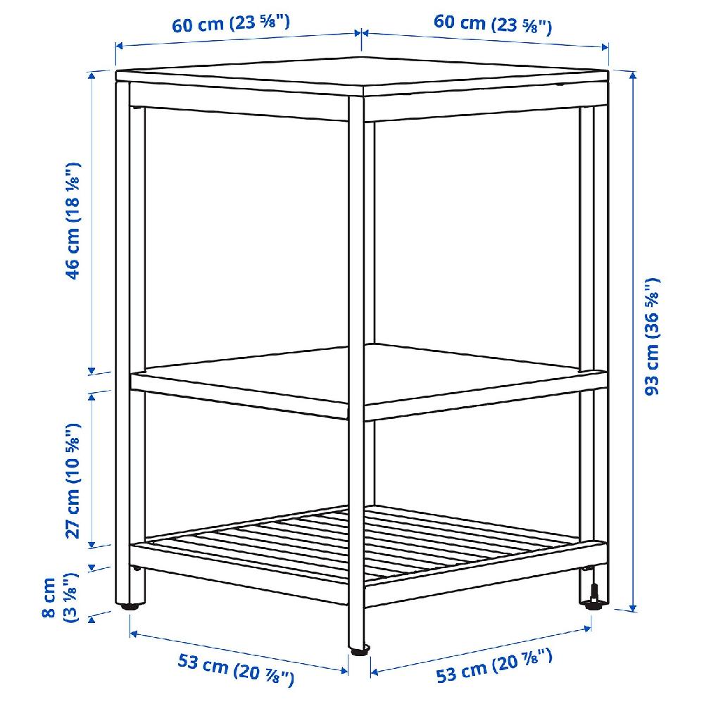 IKEA BÅTSKÄR Elemento A Giorno Per Cucina Da Esterno/grigio Scuro 60x60 Cm
