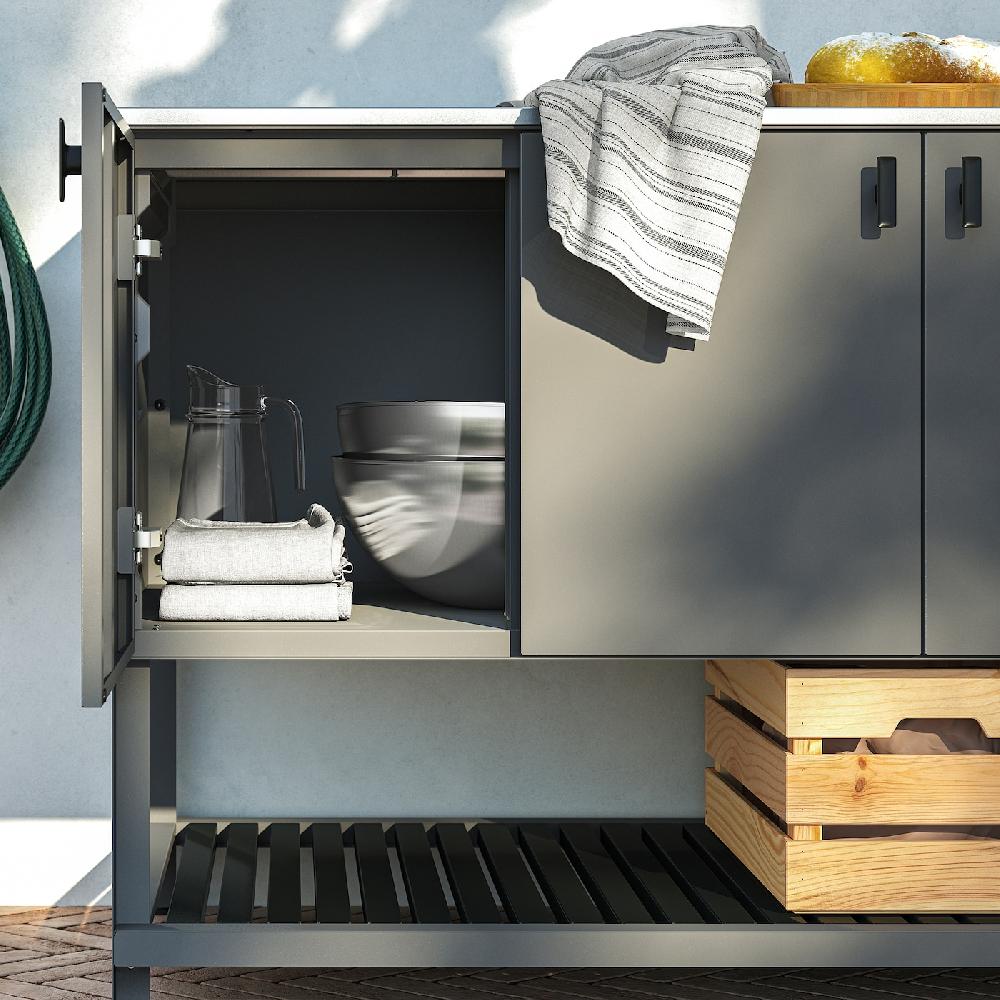 IKEA BÅTSKÄR Elemento Con Ante Per La Cucina Da Esterno/grigio Scuro 120x60 Cm
