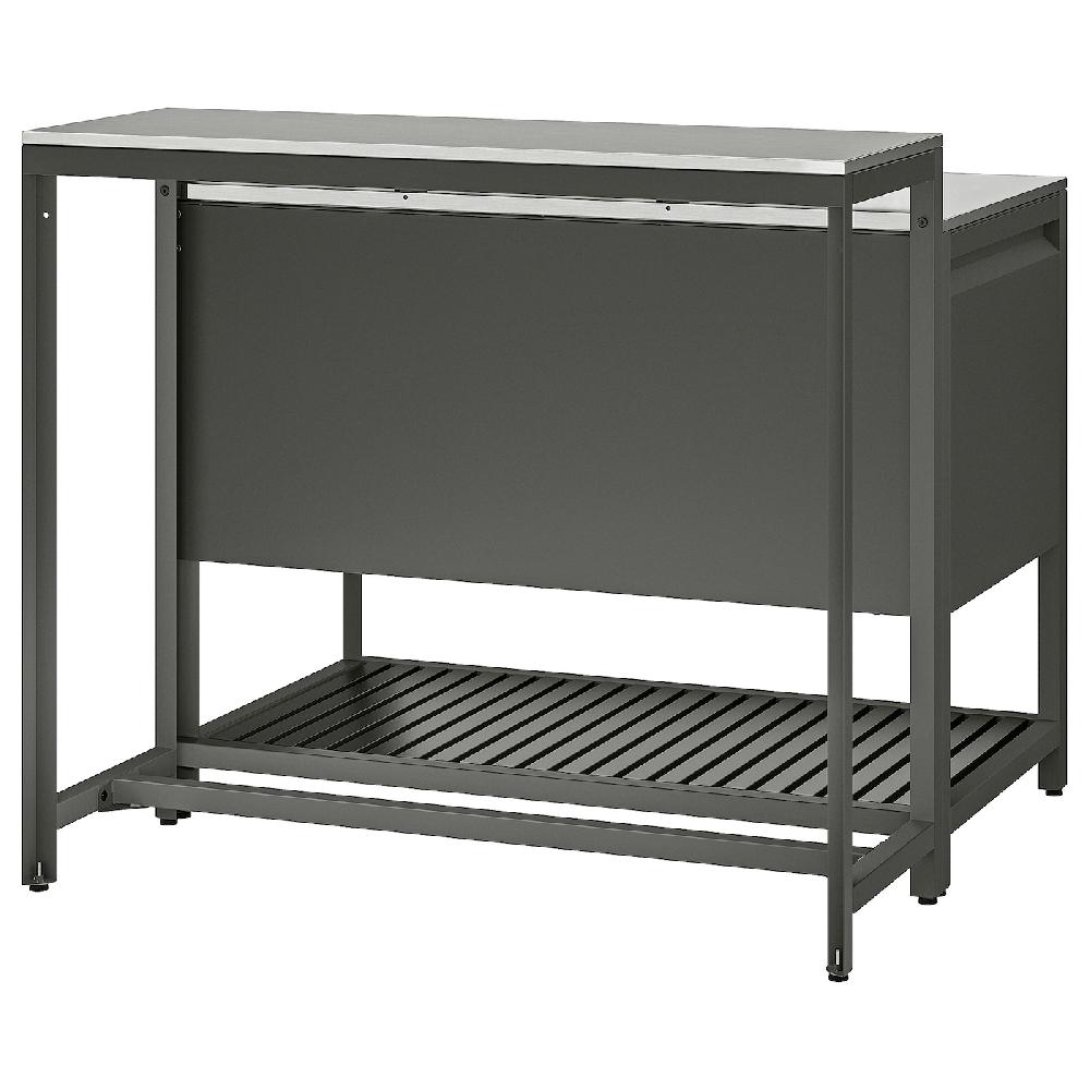 IKEA BÅTSKÄR Isola Cucina Esterno Con Tavolo Bar Grigio Scuro 120x100 Cm