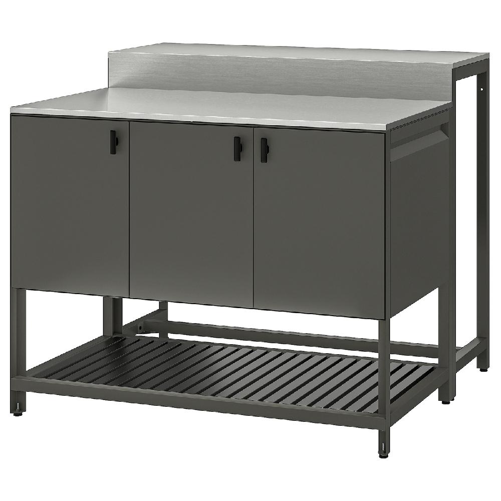 IKEA BÅTSKÄR Isola cucina esterno con tavolo bar grigio scuro 120x100 cm