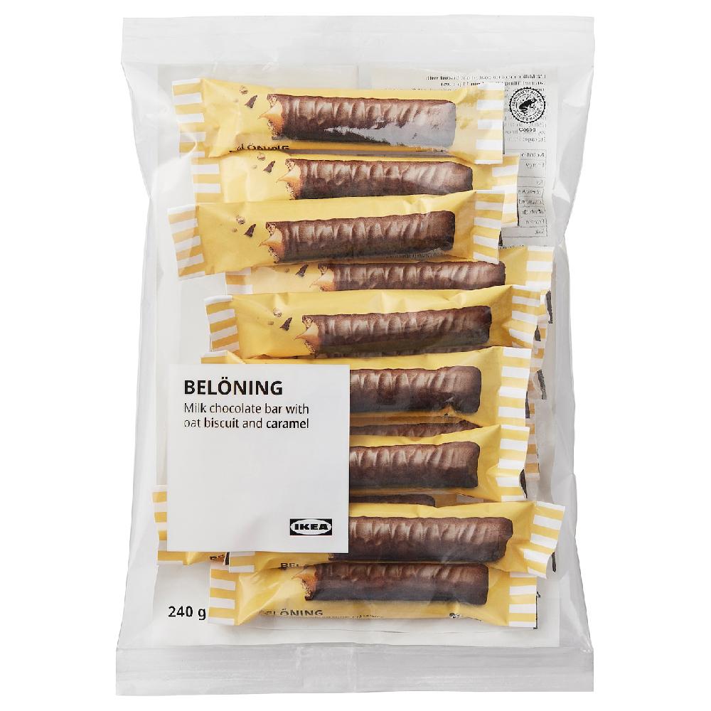 IKEA BELÖNING Cioccolato al latte avena e caramello Certificato Rainforest Alliance 240 g