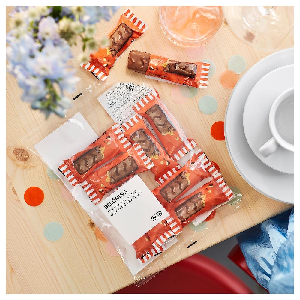 IKEA BELÖNING Cioccolato Al Latte Ripieno Caramello E Mandorle Salate Certificato Rainforest Alliance 240 G