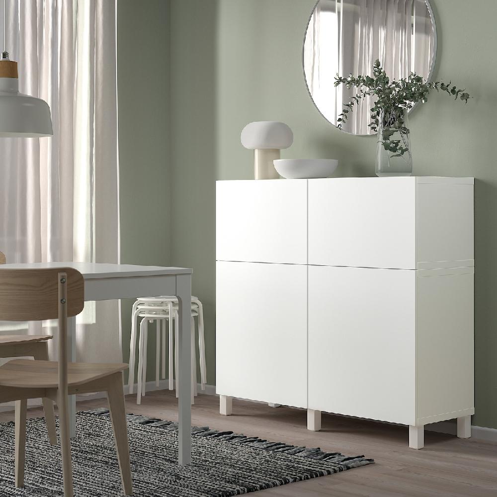 IKEA BESTÅ Combinazione + Ante/cassetti Bianco/Lappviken/Stubbarp Bianco 120x42x112 Cm