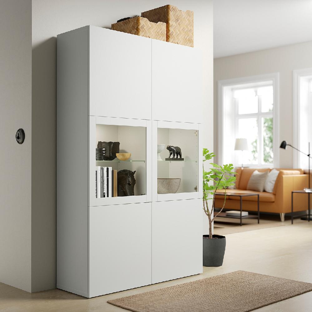 IKEA BESTÅ Combinazione Con Ante A Vetro Bianco Lappviken/Sindvik Vetro Trasparente Bianco 120x42x193 Cm