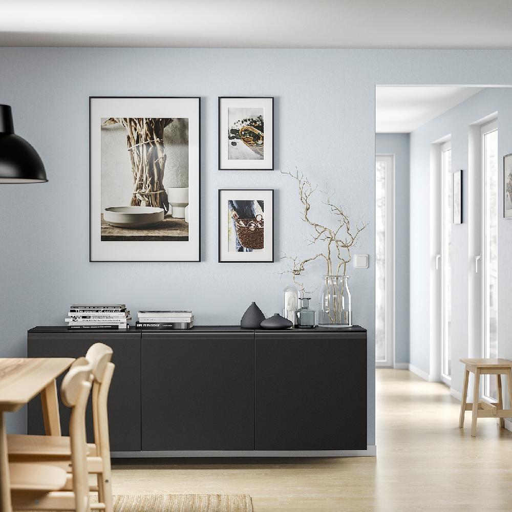 IKEA BESTÅ Combinazione Di Mobili Da Parete Marrone-nero/Hammarsmed Antracite 180x42x64 Cm