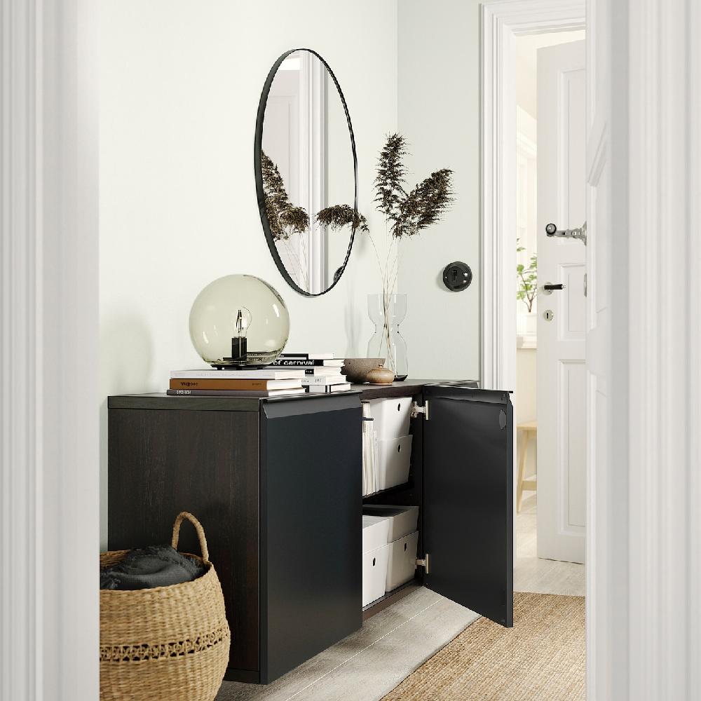 IKEA BESTÅ Combinazione Di Mobili Da Parete Marrone-nero/Hammarsmed Antracite 180x42x64 Cm