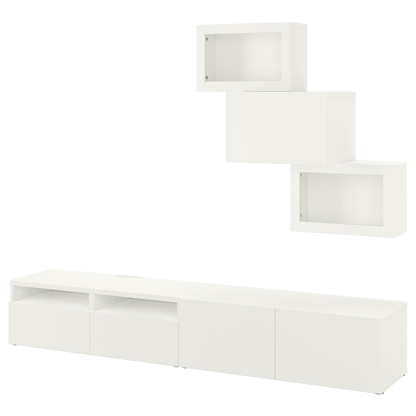 IKEA BESTÅ Combinazione TV/ante a vetro bianco/Lappviken vetro trasparente bianco 240x42x190 cm