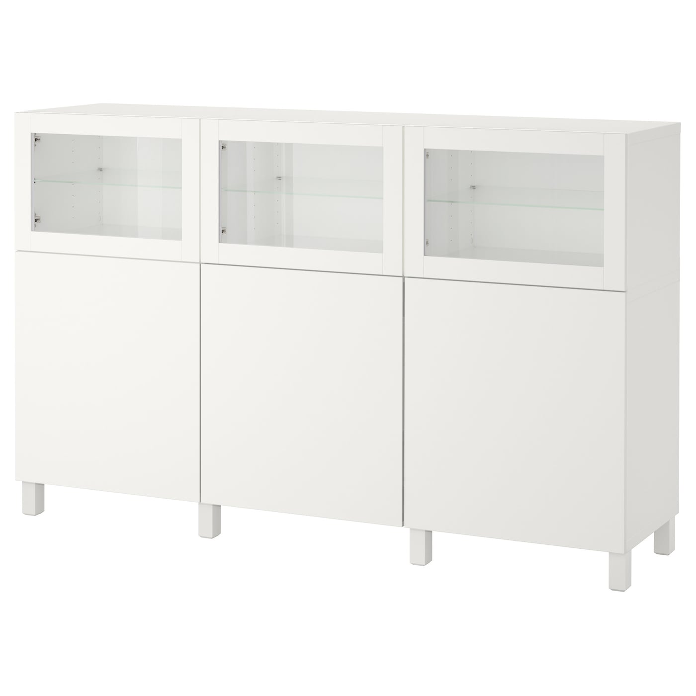 IKEA BESTÅ Mobile con ante bianco Lappviken/Sindvik vetro trasparente bianco 180x42x112 cm