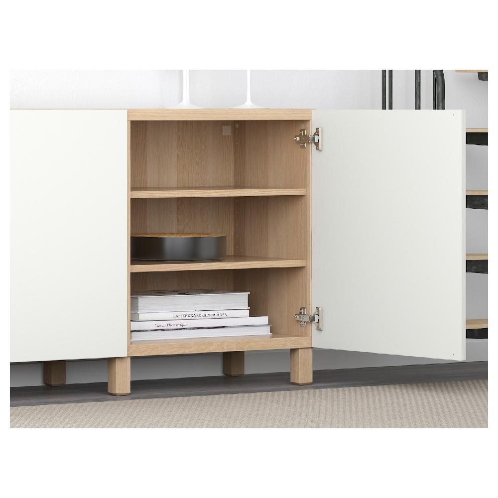 IKEA BESTÅ Mobile Con Ante Effetto Rovere Con Mordente Bianco/Lappviken Bianco 180x42x74 Cm