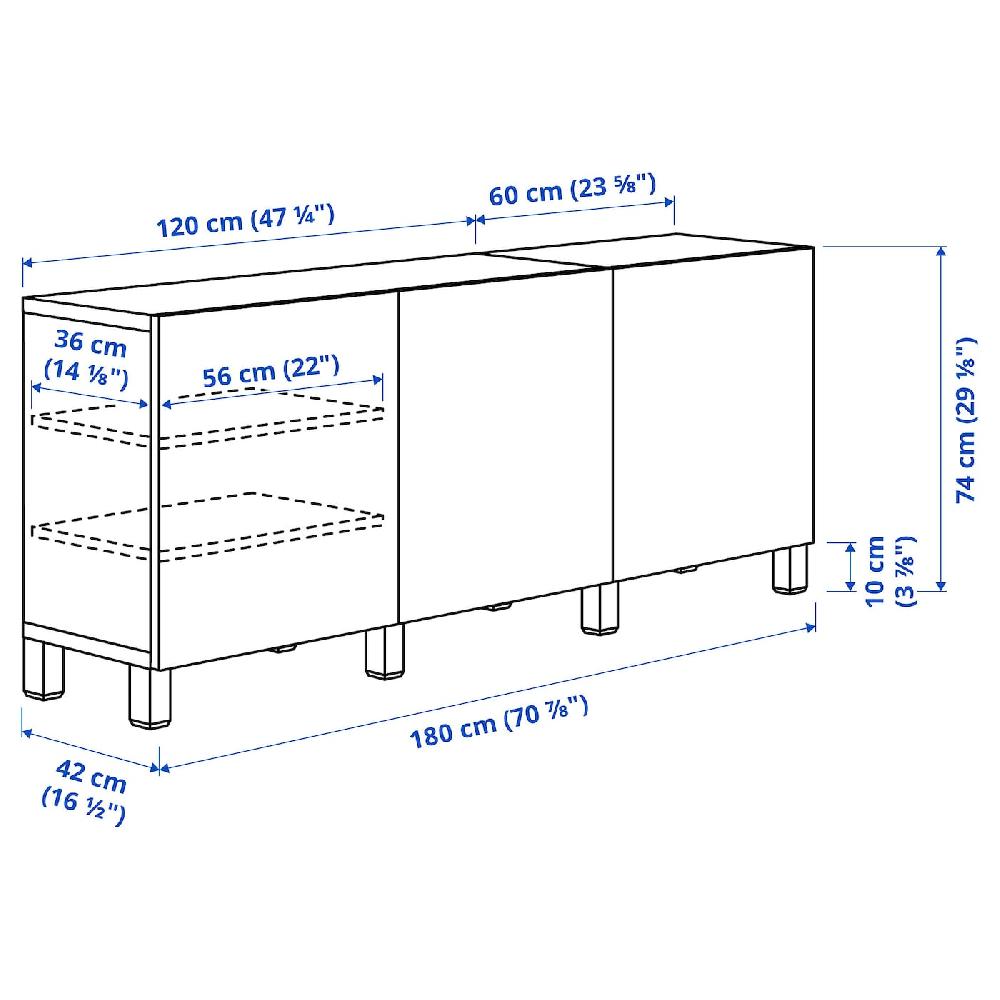 IKEA BESTÅ Mobile Con Ante Effetto Rovere Con Mordente Bianco/Lappviken Bianco 180x42x74 Cm
