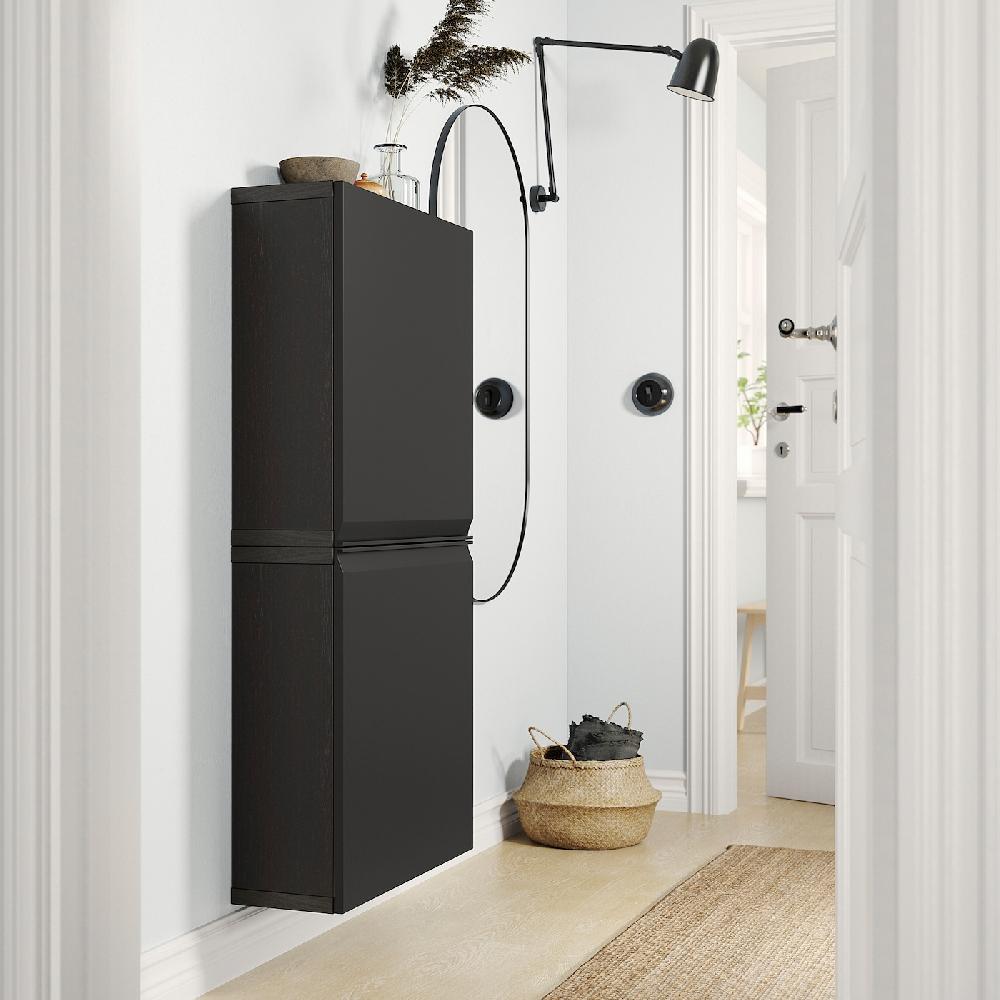 IKEA BESTÅ Pensile Con 2 Ante Marrone-nero/Hammarsmed Antracite 60x22x128 Cm