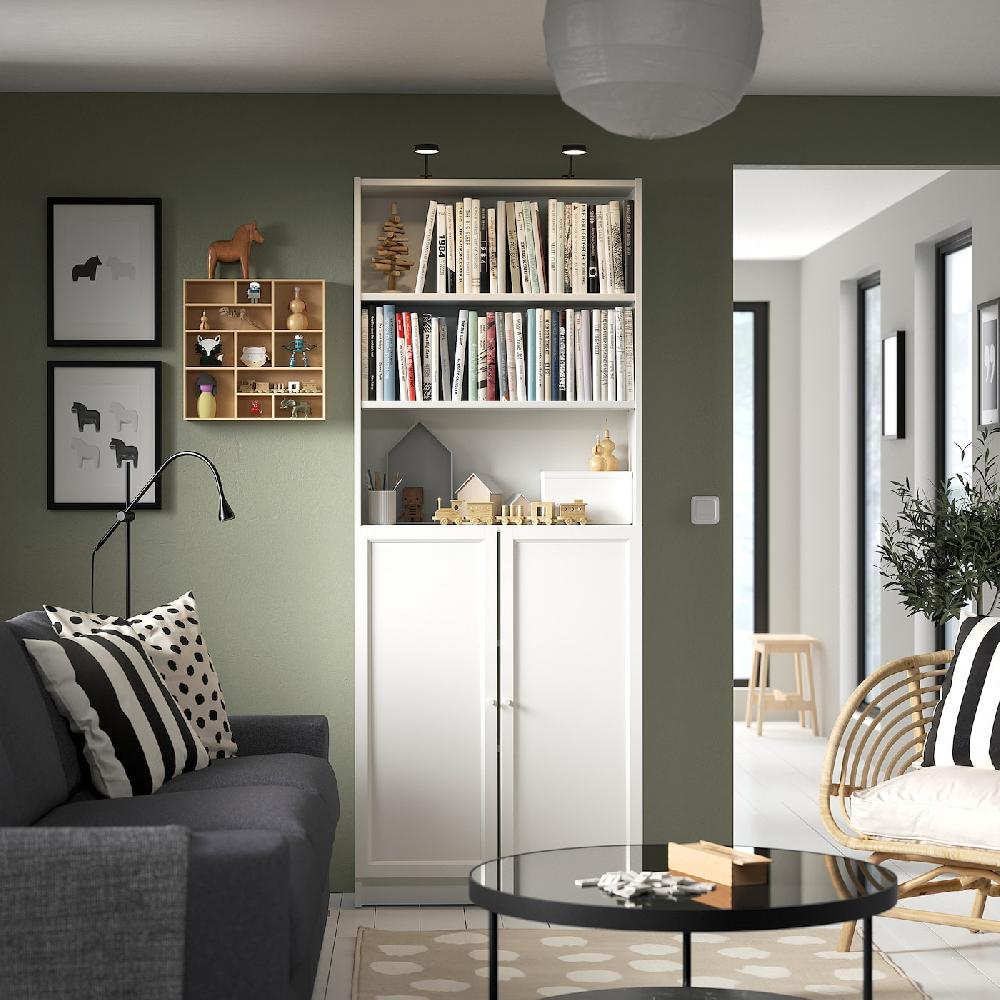 IKEA BILLY / OXBERG Libreria Con Ante Bianco 80x30x202 Cm