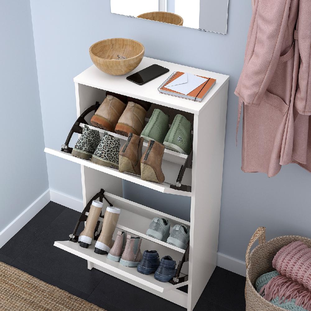 IKEA BISSA Scarpiera A 2 Scomparti Bianco 49x28x93 Cm