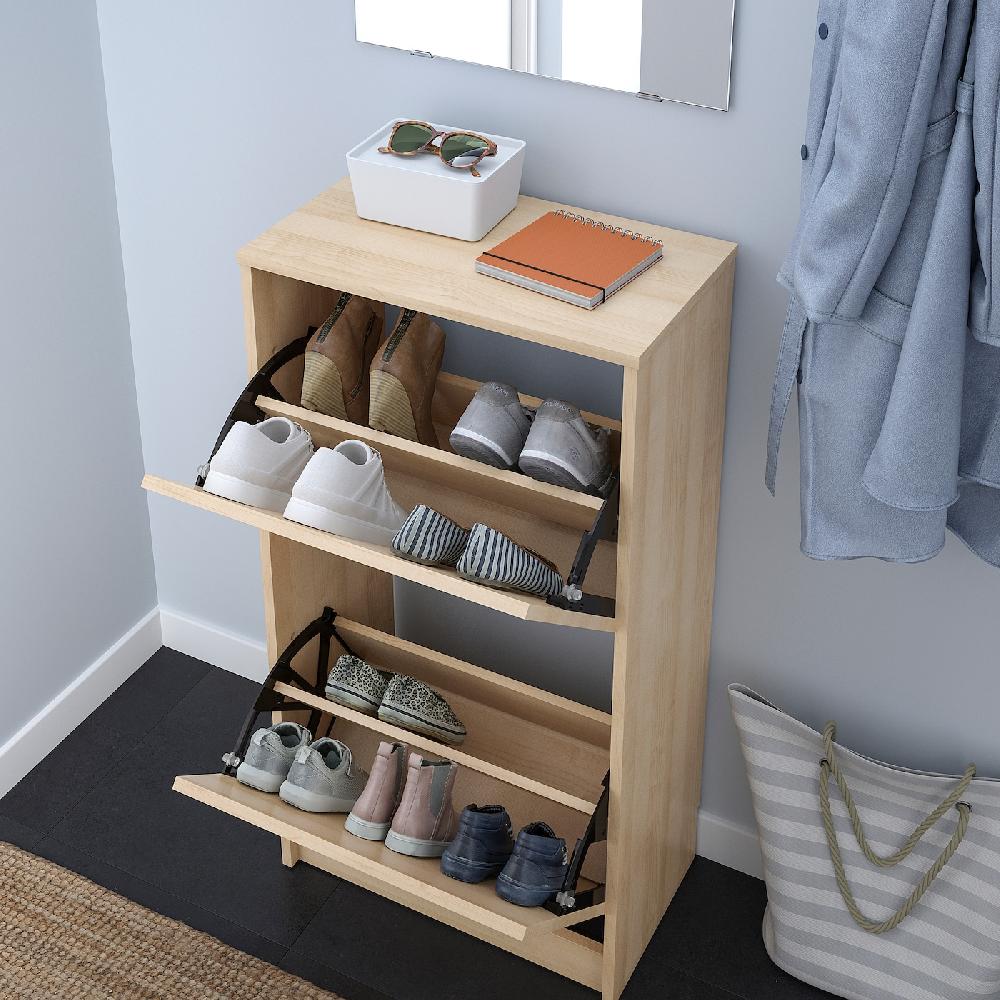 IKEA BISSA Scarpiera A 2 Scomparti Effetto Rovere 49x28x93 Cm