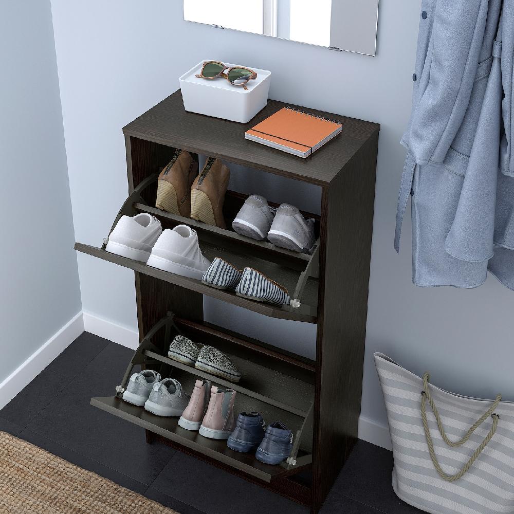 IKEA BISSA Scarpiera A 2 Scomparti Marrone-nero 49x28x93 Cm