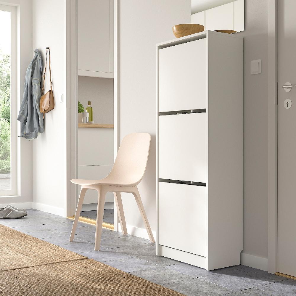 IKEA BISSA Scarpiera A 3 Scomparti Bianco 49x28x135 Cm