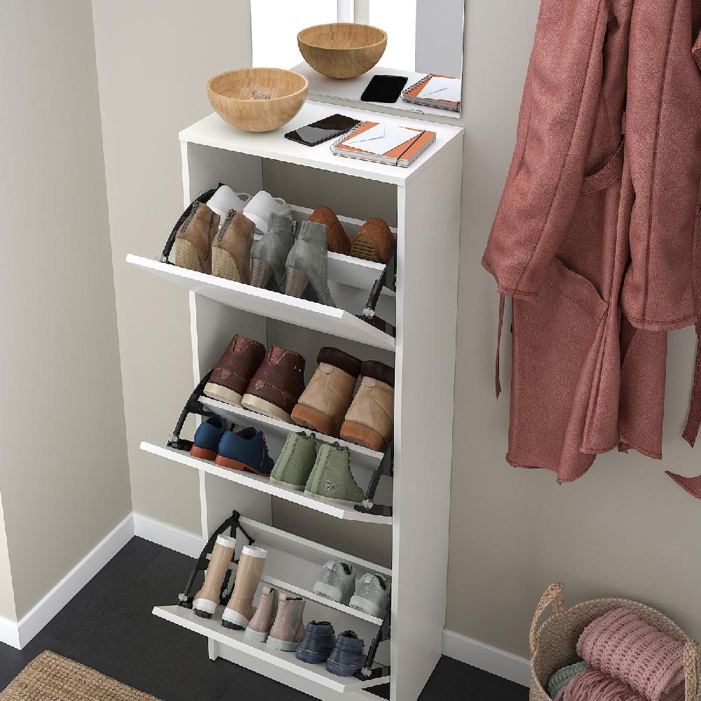 IKEA BISSA Scarpiera A 3 Scomparti Bianco 49x28x135 Cm