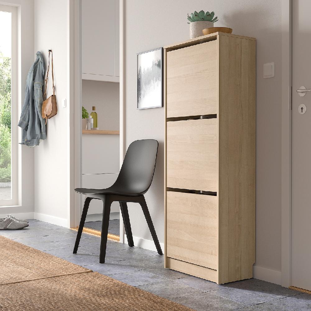 IKEA BISSA Scarpiera A 3 Scomparti Effetto Rovere 49x28x135 Cm