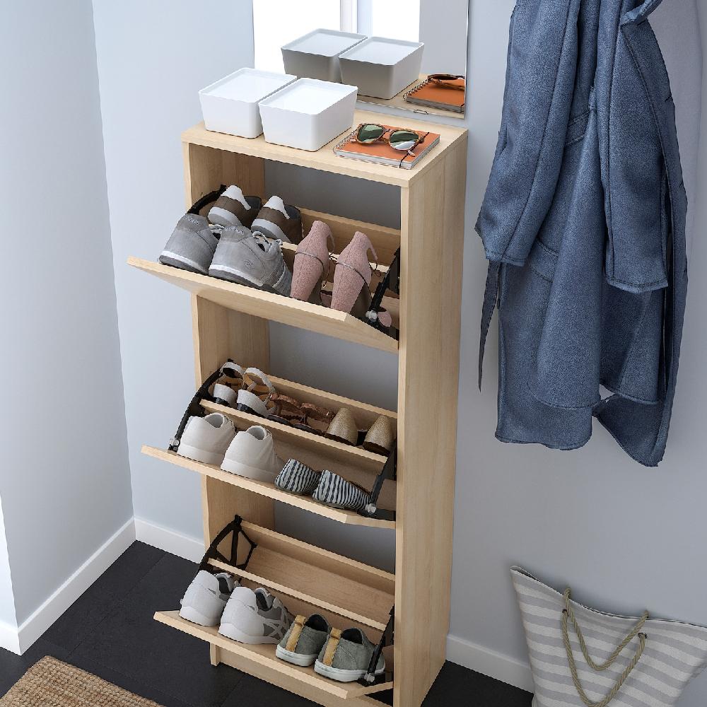 IKEA BISSA Scarpiera A 3 Scomparti Effetto Rovere 49x28x135 Cm