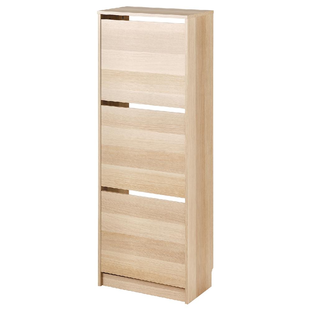 IKEA BISSA Scarpiera a 3 scomparti effetto rovere 49x28x135 cm