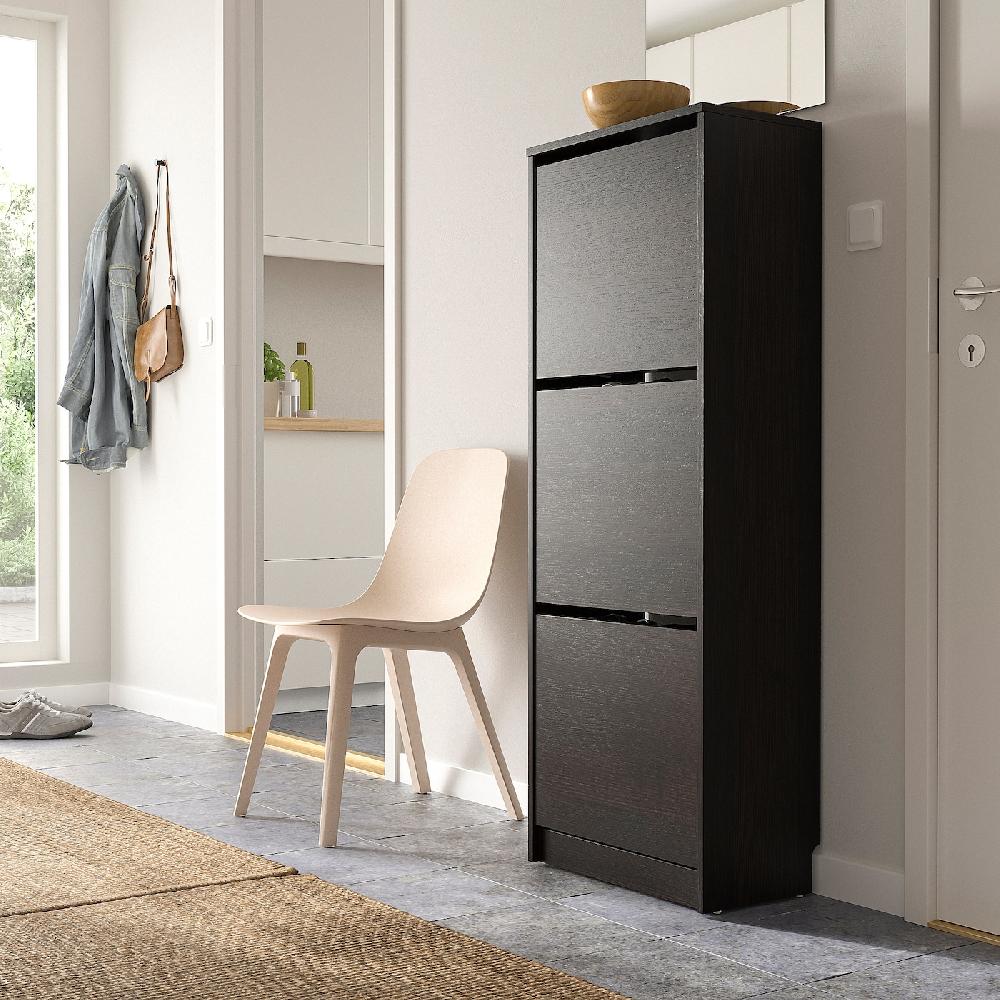 IKEA BISSA Scarpiera A 3 Scomparti Marrone-nero 49x28x135 Cm