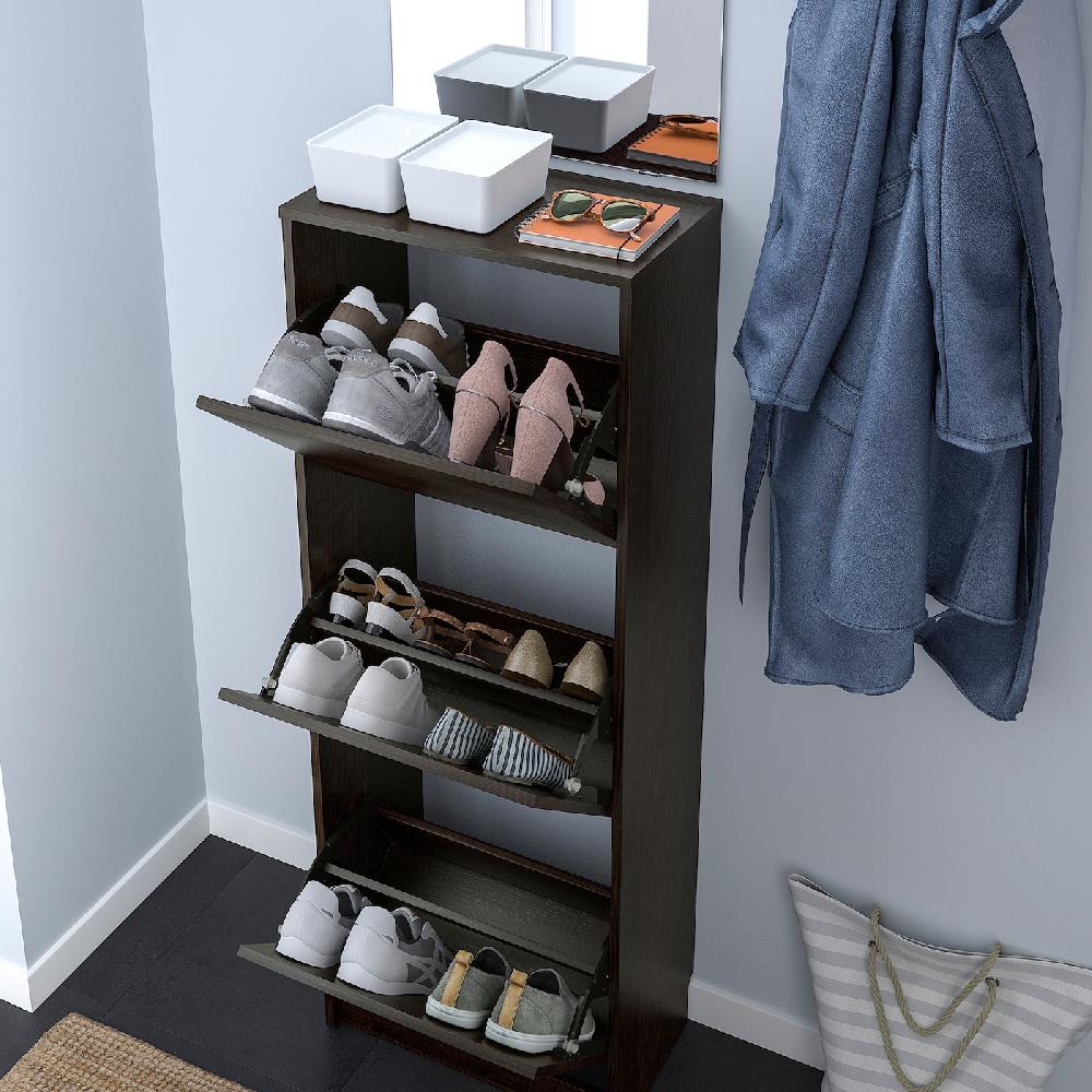 IKEA BISSA Scarpiera A 3 Scomparti Marrone-nero 49x28x135 Cm