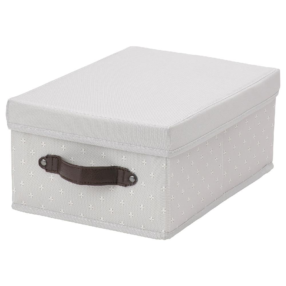 IKEA BLÄDDRARE Scatola con coperchio grigio/fantasia 25x35x15 cm