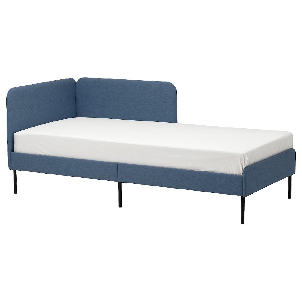 IKEA BLÅKULLEN Struttura letto imbott/testiera ang Knisa azzurro intenso 90x200 cm
