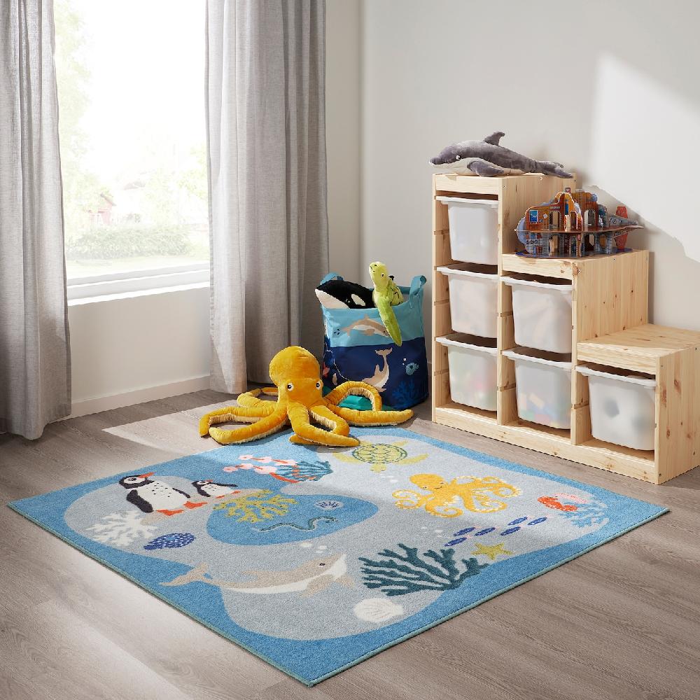 IKEA BLÅVINGAD Tappeto Motivo Animale Acquatico/fantasia 133x133 Cm