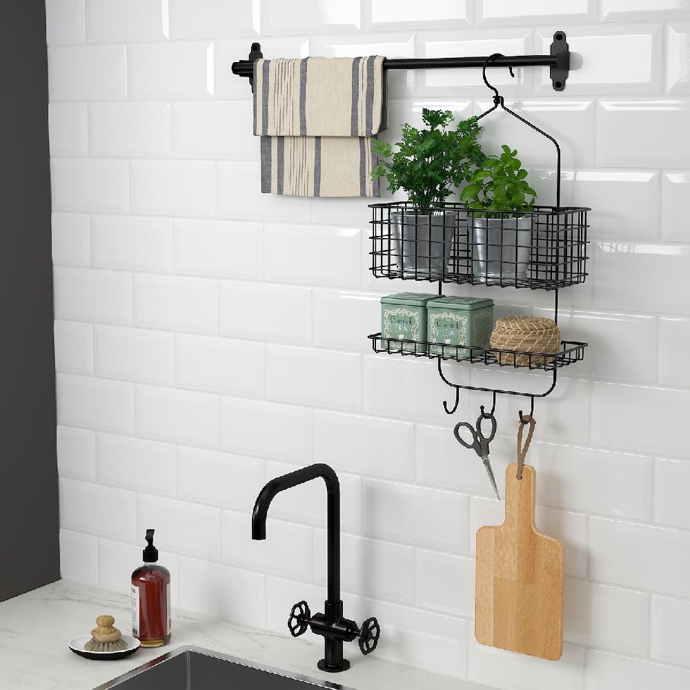 IKEA BLECKSJÖN Portaoggetti Per Doccia 2 Piani Nero 31x56 Cm