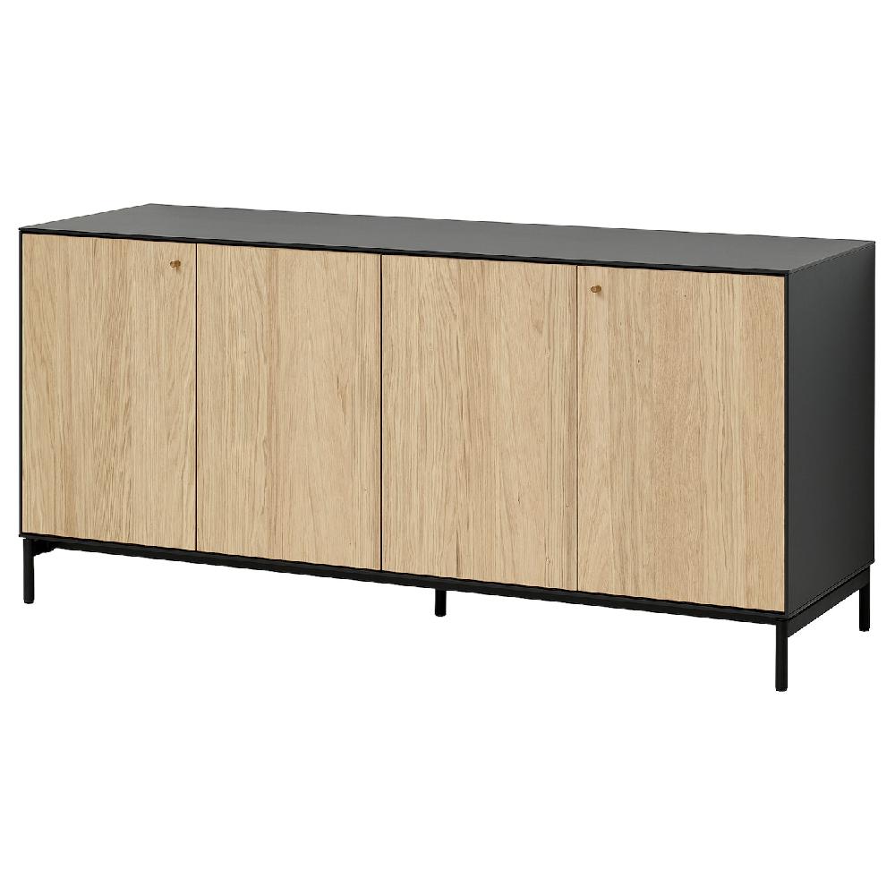 IKEA BOASTAD Buffet nero/impiallacciatura di rovere 161x52x75 cm
