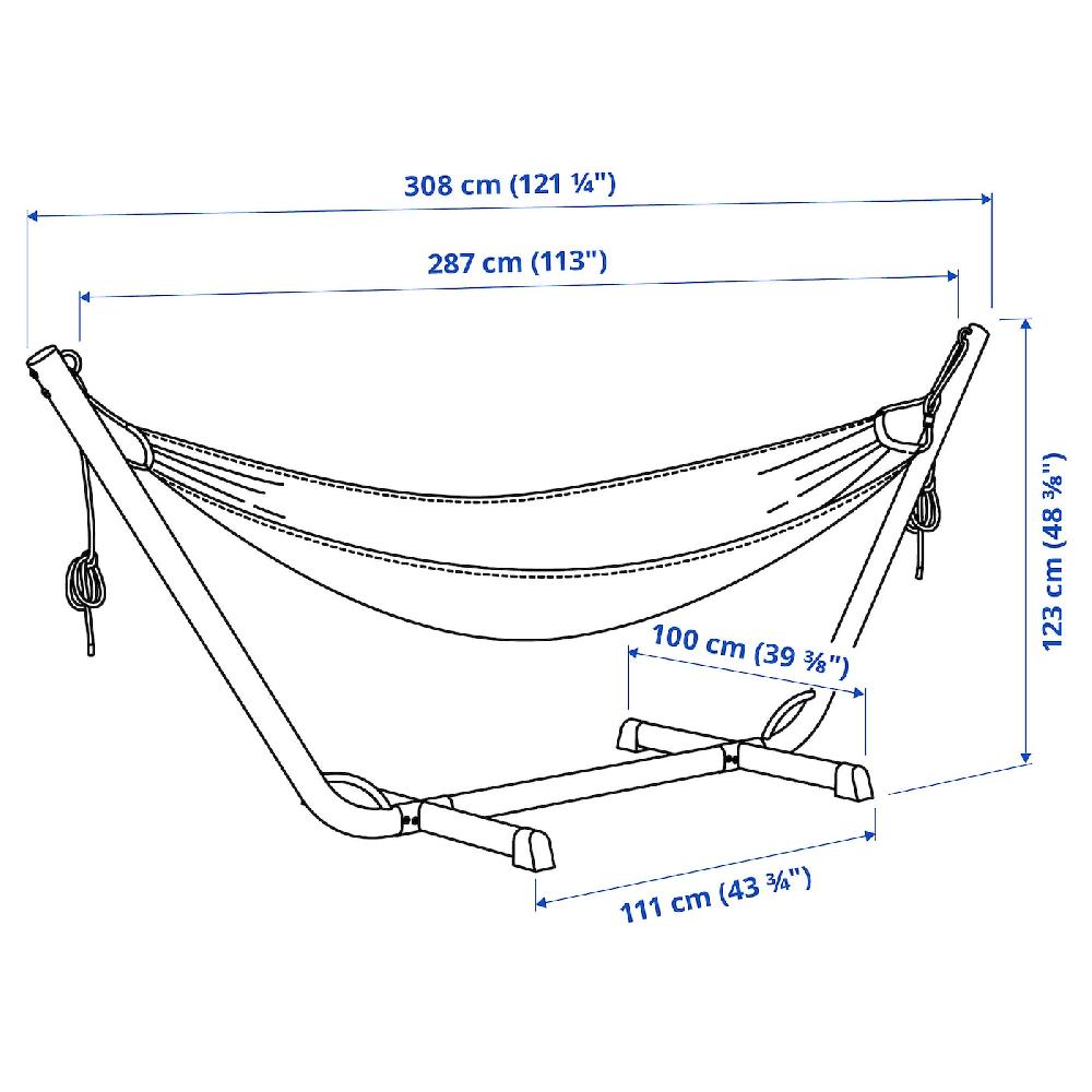 IKEA BOCKÖN / HAMNÖN Amaca Con Supporto Nero/antracite Bianco