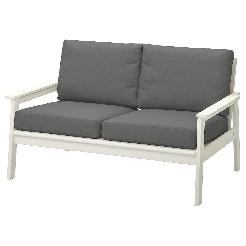 IKEA BONDHOLMEN Divano a 2 posti da esterno bianco/beige/Frösön/Duvholmen grigio scuro
