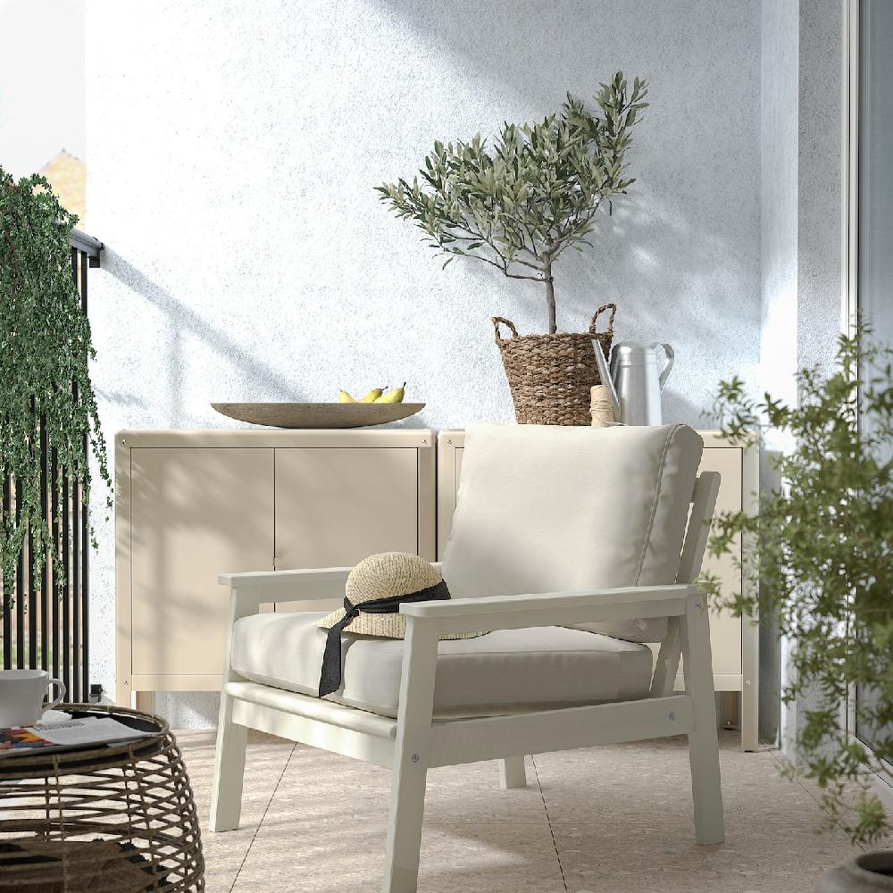 IKEA BONDHOLMEN Poltrona Da Giardino Bianco/beige/Frösön/Duvholmen Beige