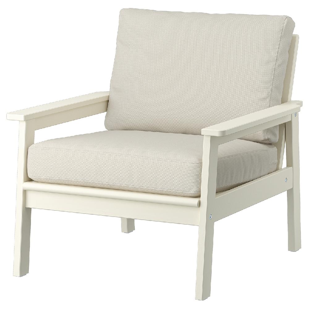 IKEA BONDHOLMEN Poltrona da giardino bianco/beige/Frösön/Duvholmen beige