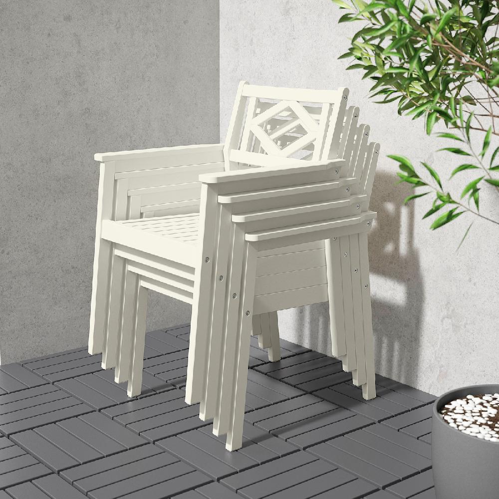IKEA BONDHOLMEN Sedia Con Braccioli Da Giardino Bianco/beige