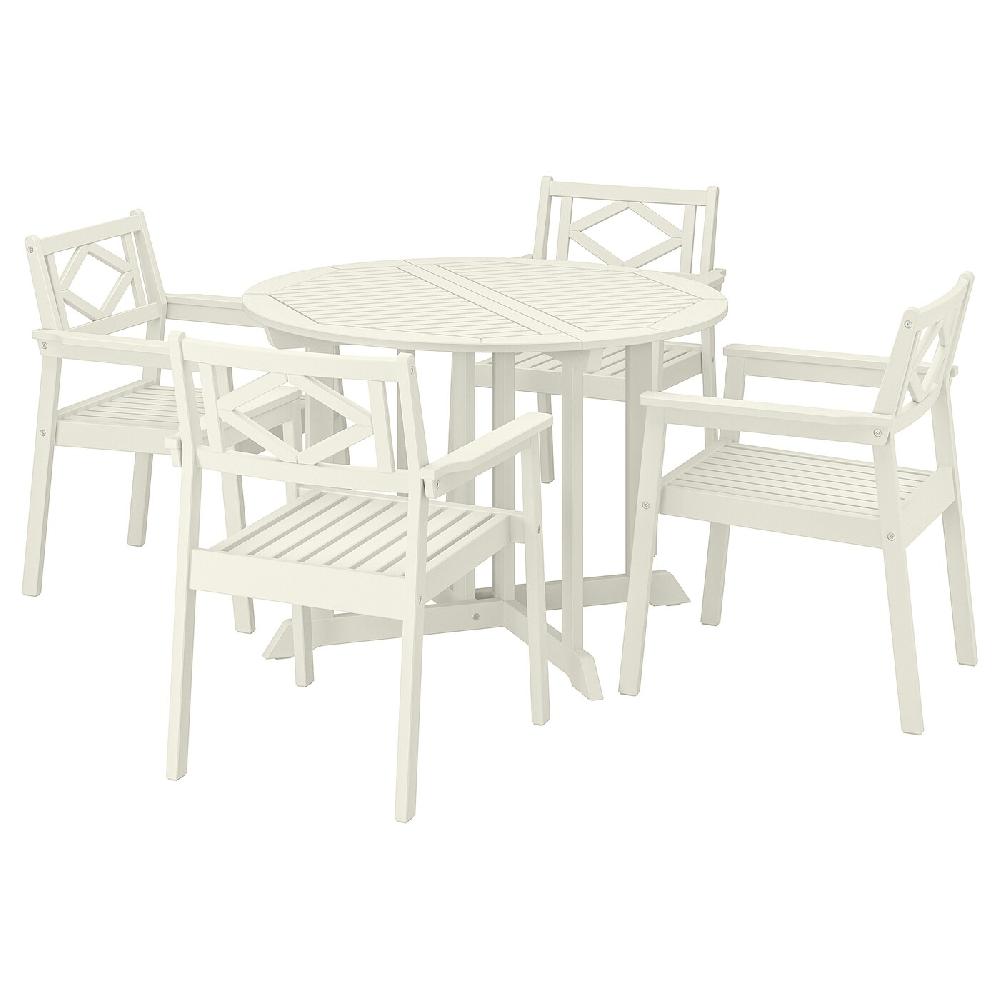 IKEA BONDHOLMEN Tavolo+4 sedie braccioli giardino bianco/beige
