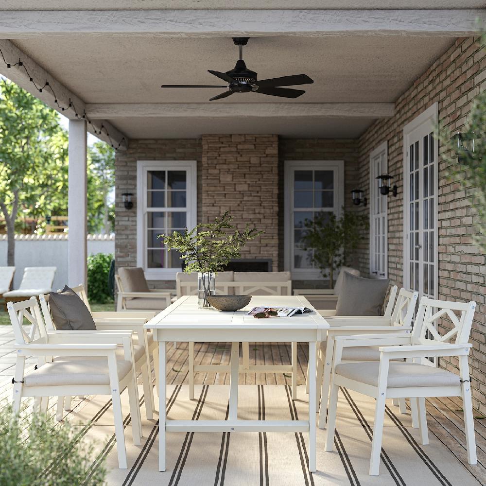 IKEA BONDHOLMEN Tavolo+6 Sedie Braccioli Giardino Bianco/beige/Frösön/Duvholmen Beige