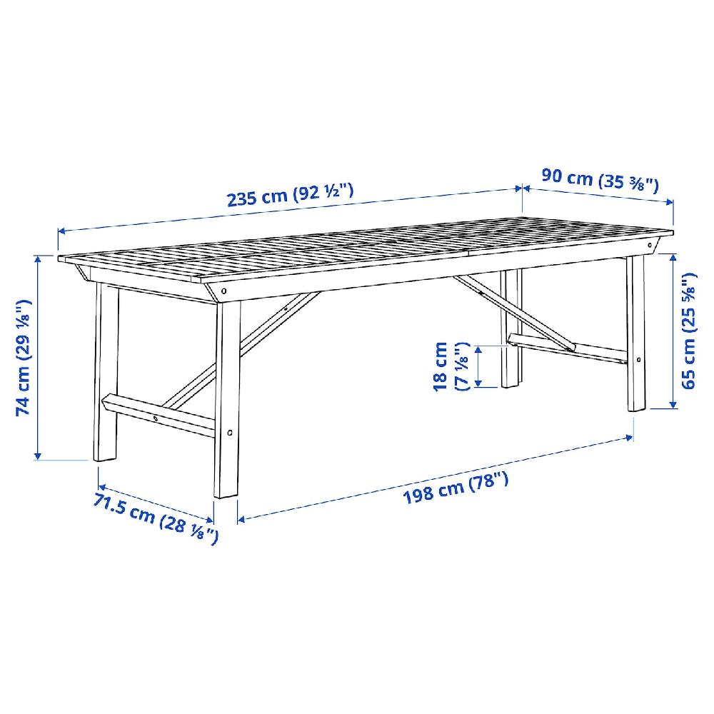 IKEA BONDHOLMEN Tavolo Da Giardino Bianco/beige 235x90 Cm