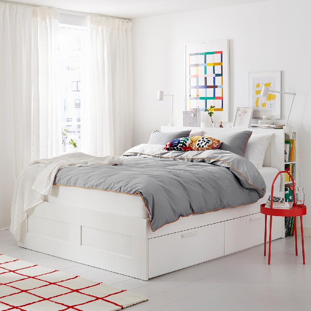 IKEA BRIMNES Struttura Letto/contenit/testiera Bianco/Lönset 160x200 Cm