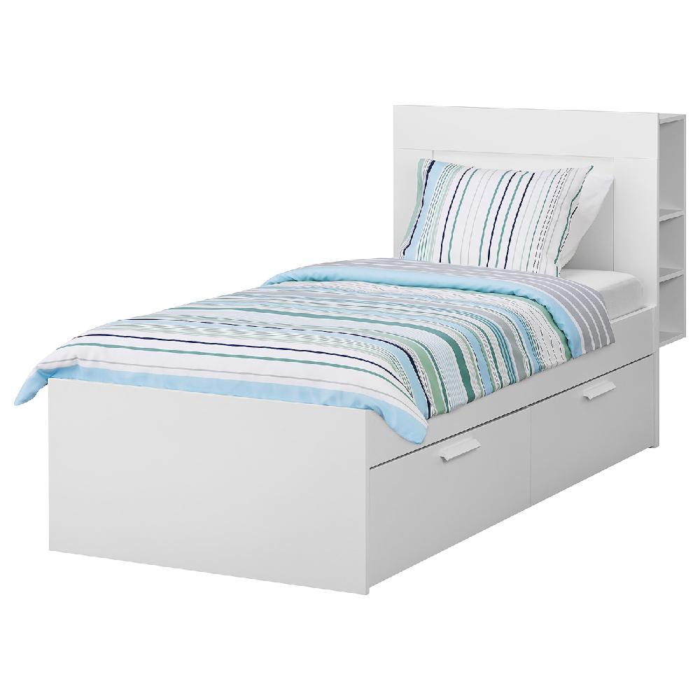 IKEA BRIMNES Struttura letto/contenit/testiera bianco/Lönset 90x200 cm