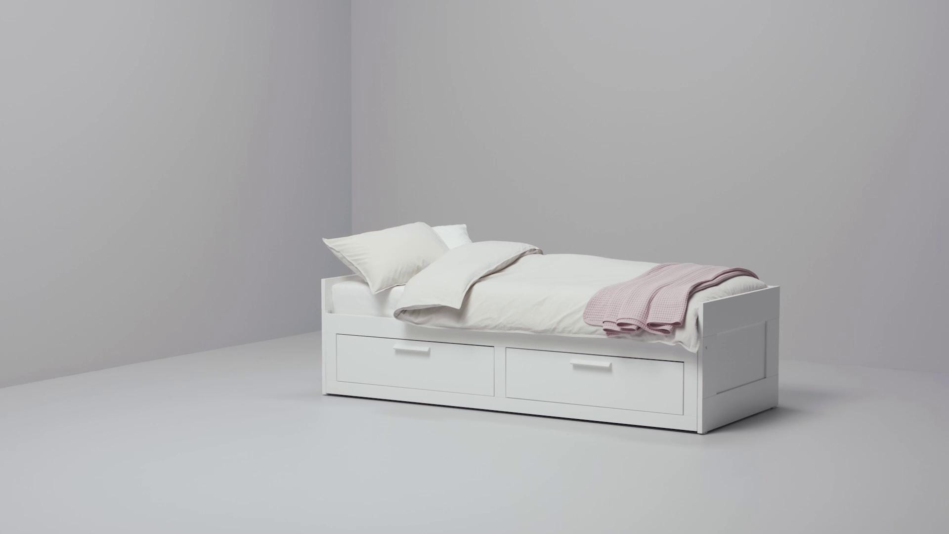 IKEA BRIMNES Struttura Letto Divano/2 Cassetti Bianco 80x200 Cm