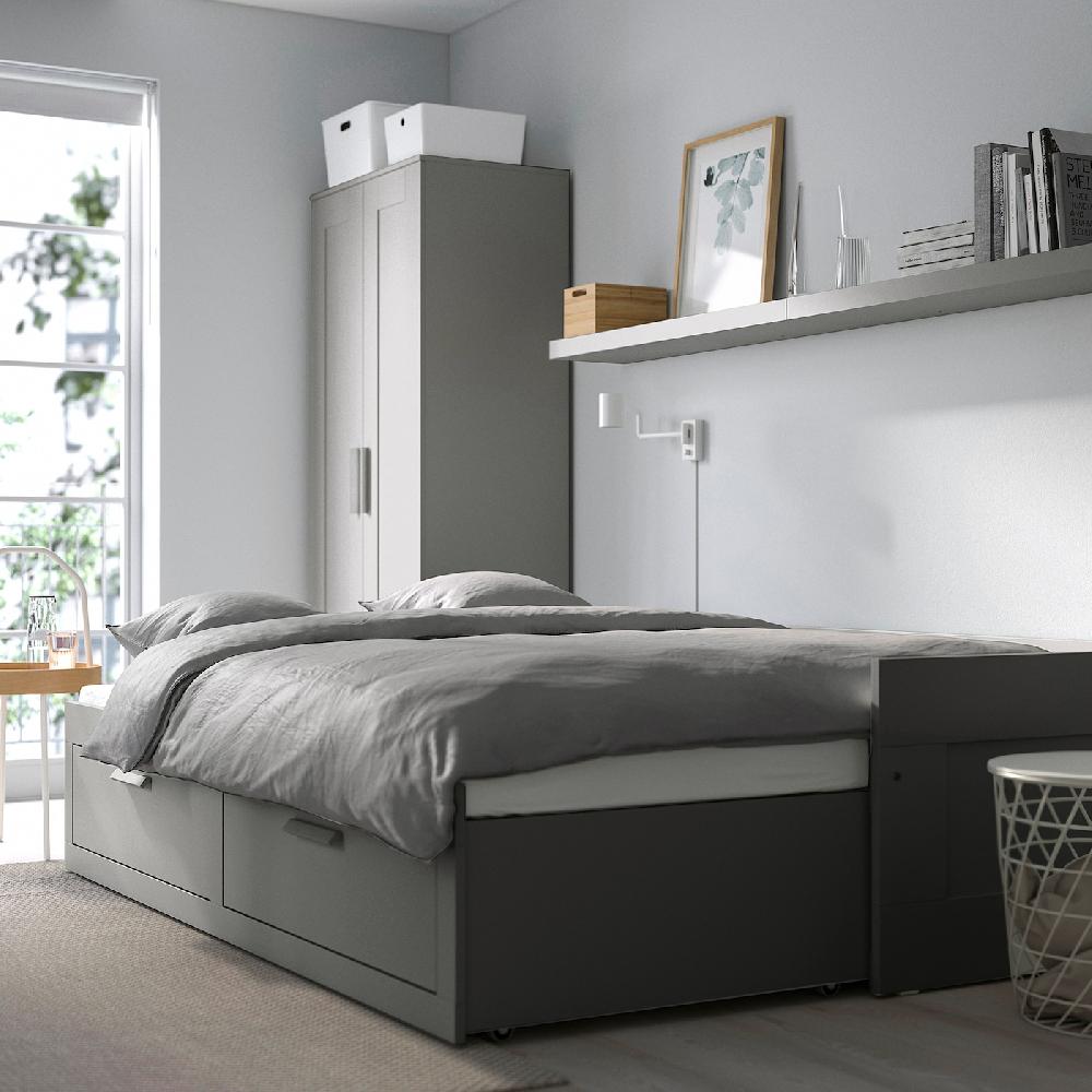 IKEA BRIMNES Struttura Letto Divano/2 Cassetti Grigio 80x200 Cm