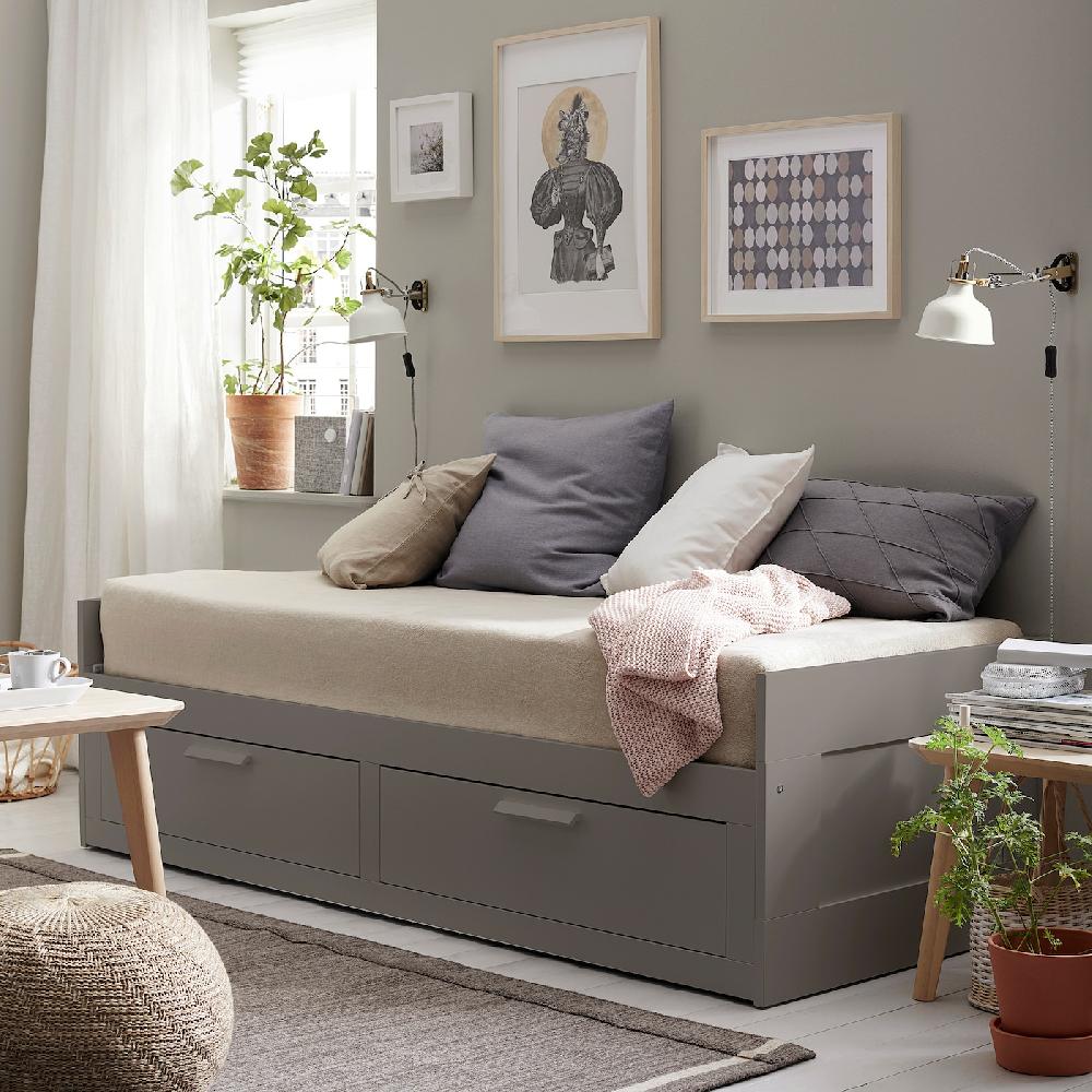 IKEA BRIMNES Struttura Letto Divano/2 Cassetti Grigio 80x200 Cm