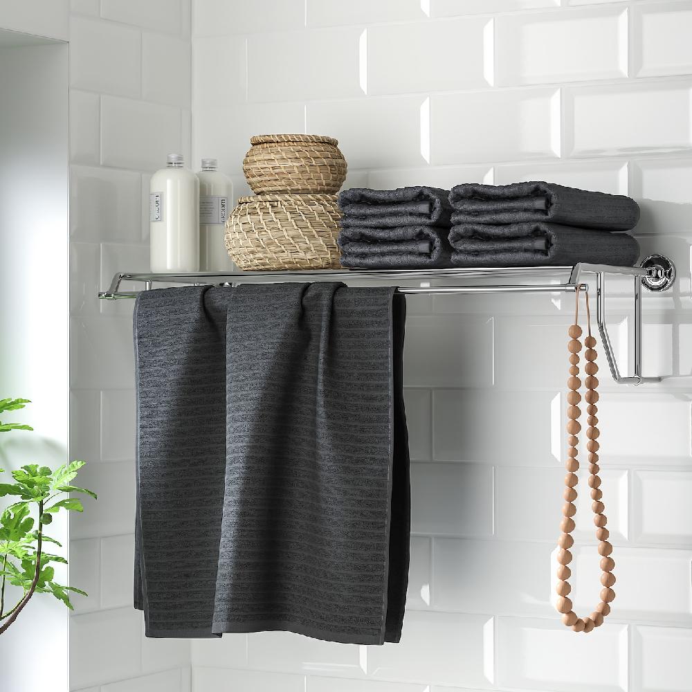 IKEA BROFJÄRDEN Mensola Con Portasciugamani Effetto Cromato 75x29 Cm