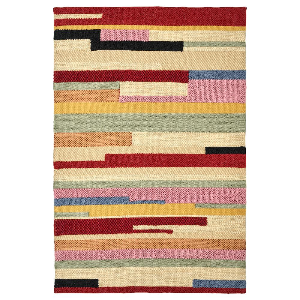 IKEA BRÖNDEN Tappeto pelo corto fatto a mano fantasia/rosso 170x240 cm
